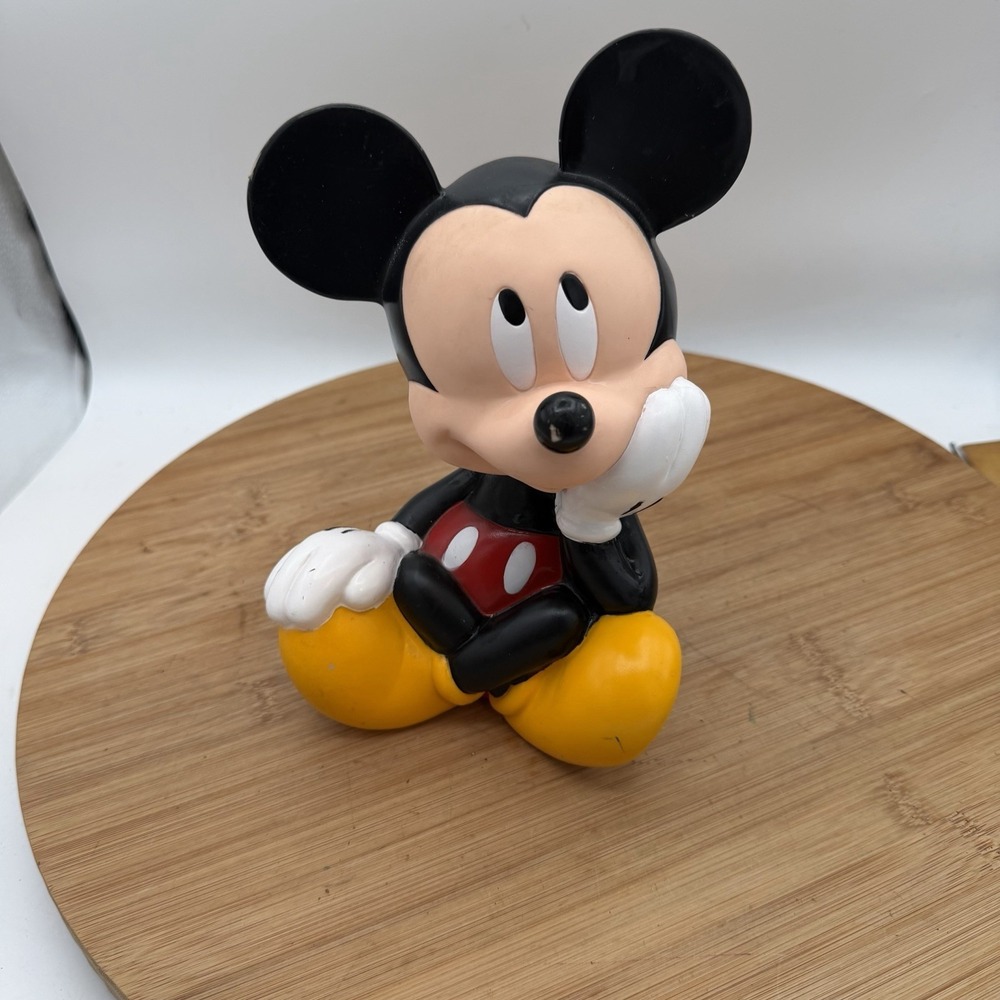 Vtg ‎ Disney Applause  Mickey Mouse Rubber Coin Piggy Bank  9" No Stopper